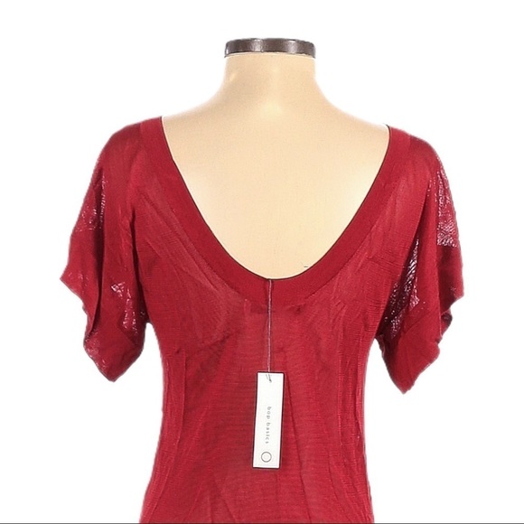 Shopbop Bob Basics Red Sheer Short Sleeve Mini Bodycon Stretchy Dress Size XS - Picture 5 of 9